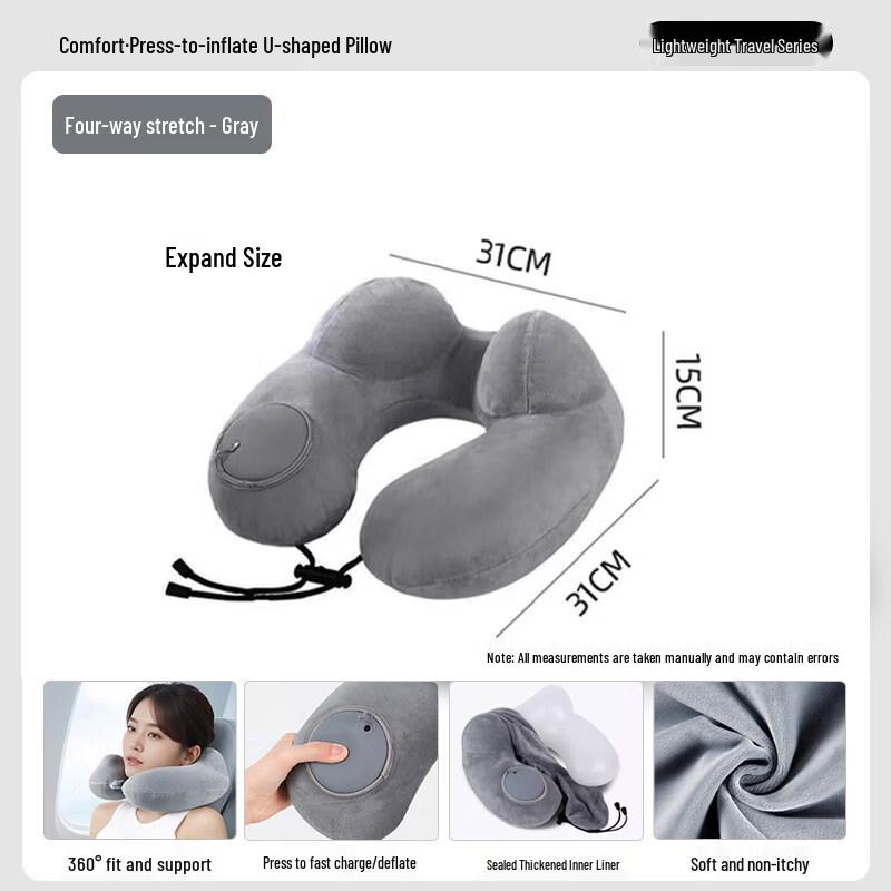 Kasisc Inflatable Double Hump U-shaped Neck Pillow