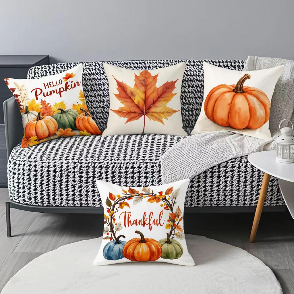 Thanksgiving Pumpkin Letter Digital Printed Pillow Living Room Home Pillow Cushion Cover Holiday Atmosphere Decoration