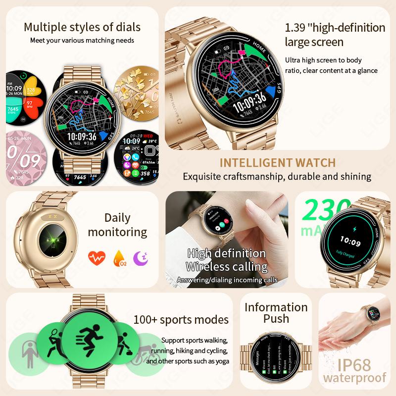 GPS Smart Watch Heart Rate Monitoring Bluetooth Call Outdoor Sports 1ATM Waterproof 1.39 Inch Screen Men Woman Smartwatch