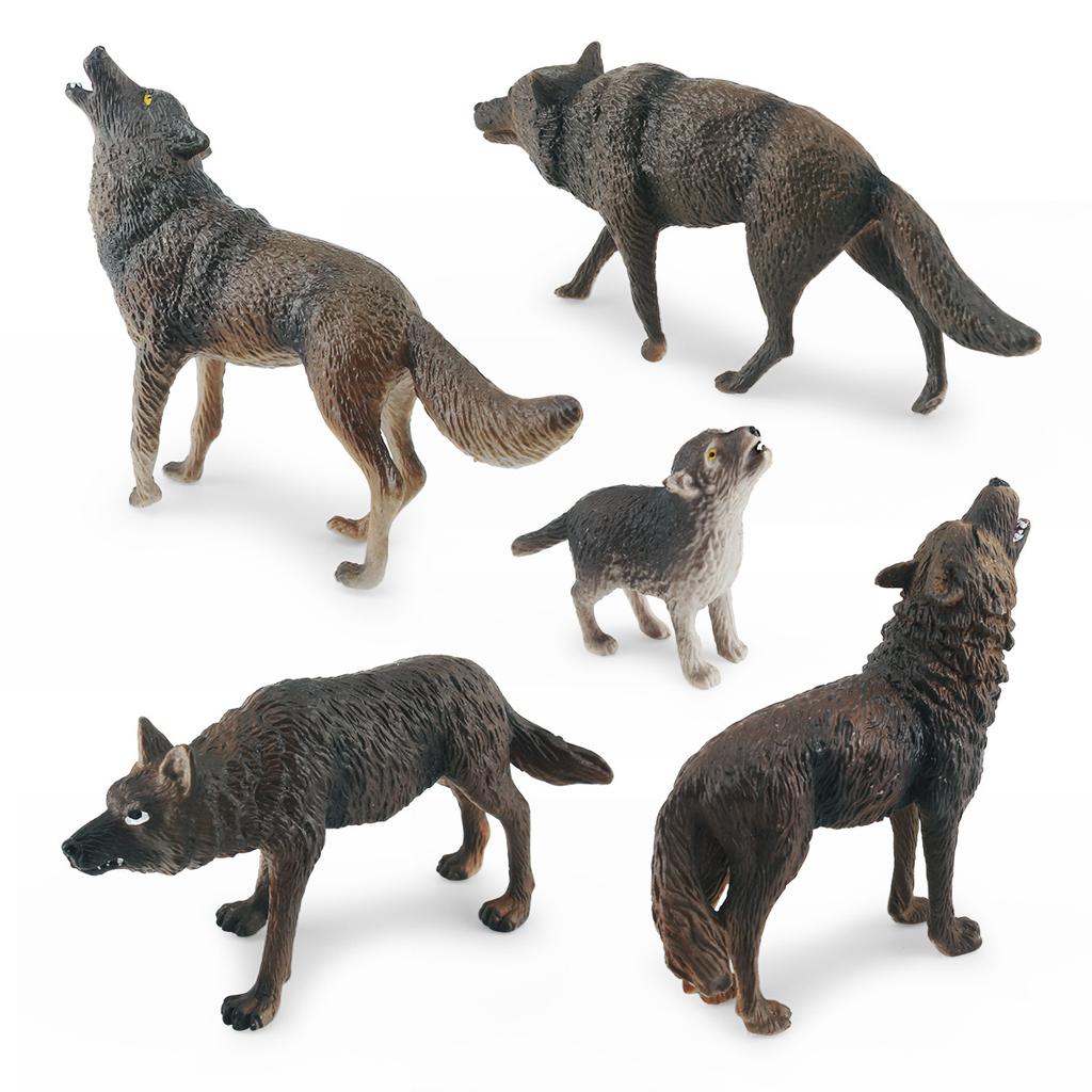 Simulated Brown Wolf Series Roaring Wolf Predation Wolf Head Up Wolf Walking Wolf Model Static Tabletop Ornament Toy