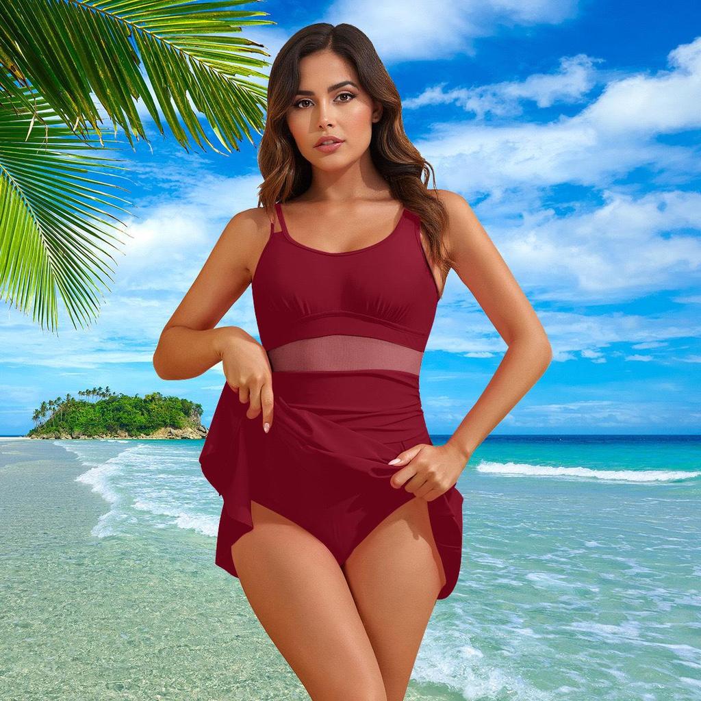 2025 European Slimming One-Piece Swimsuit - Conservative, Belly-Covering Vacation Tankini