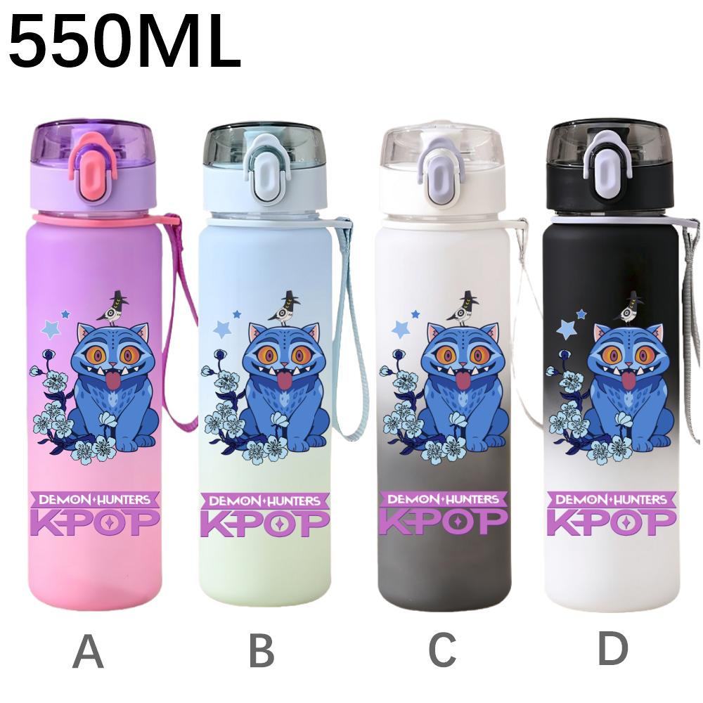 550ML KPop Demon Hunters Cartoon Print Sport Water Bottle Leak Proof Water Cup Outdoor Sports Drinking Bottle Birthday Gifts