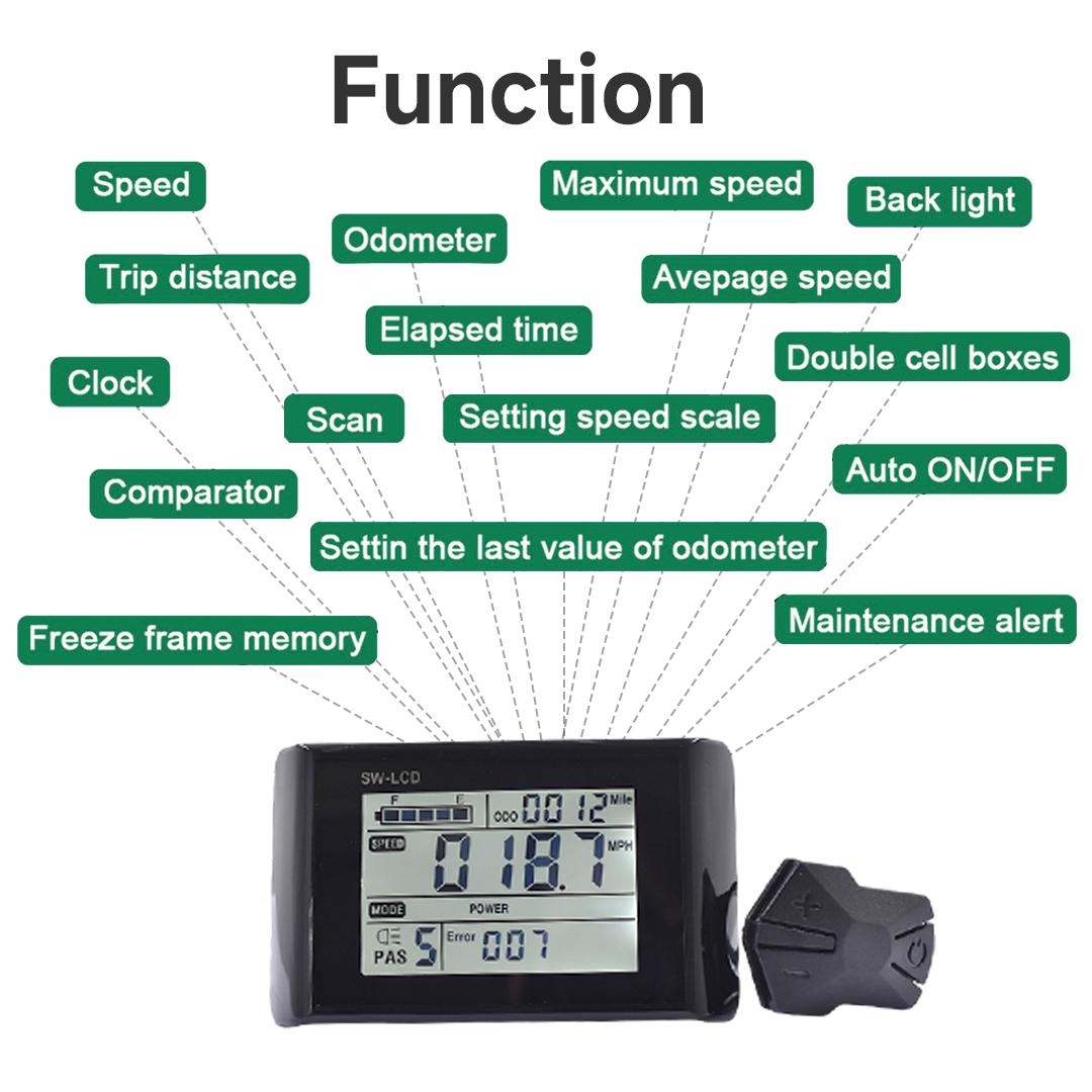 Electric Bicycle Conversion Kit Electronic LED Display Waterproof Stopwatch Accessories SW900 чёрный