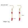 European and American Multicolor Natural Stone & Seed Bead Tassel Earrings, Stainless Steel Women's Accessory