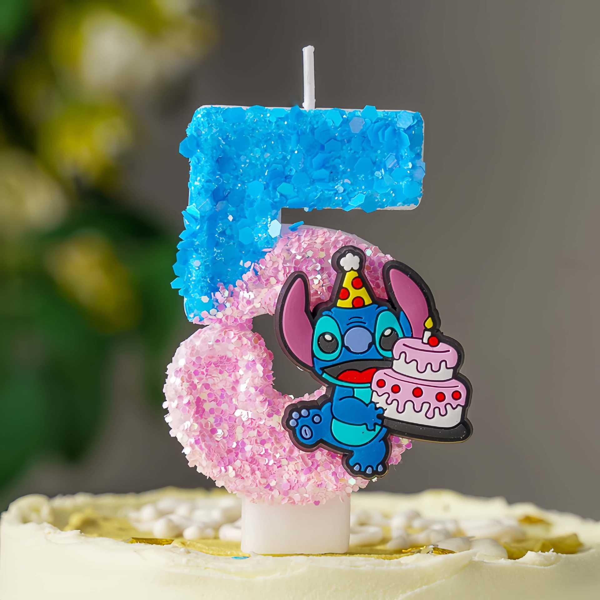 Shein Color Block Birthday Candles: Creative Cartoon 0-9 Number with Cute Sequins for First Birthday Cake Decoration