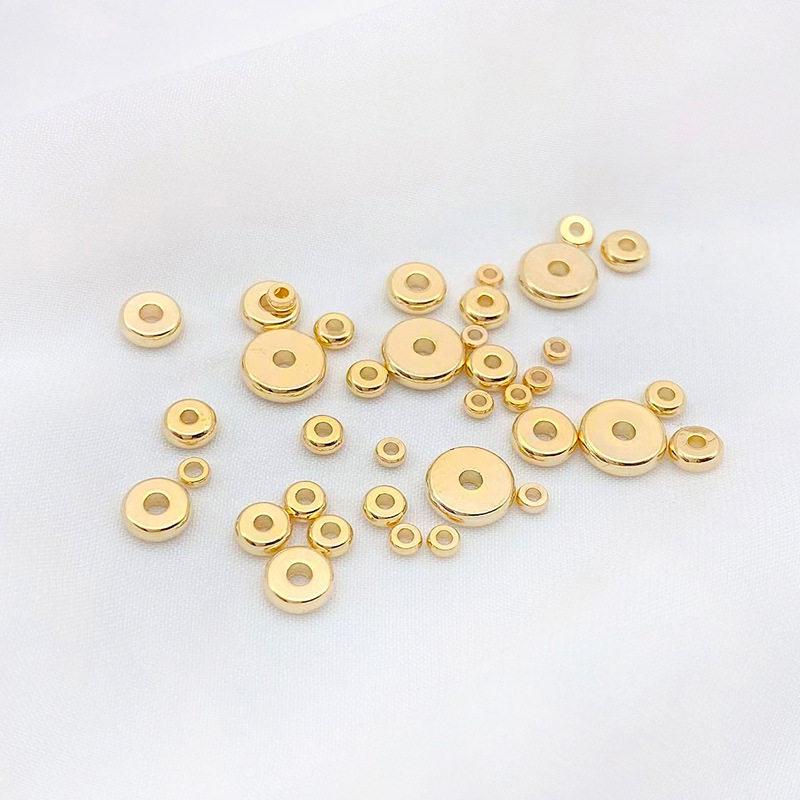 14K Gold Plated Colorfast Flat Round Spacer Beads for DIY Jewelry Making