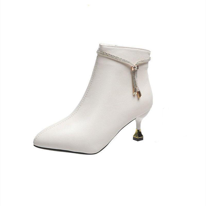Fashion Ankle Boots for Women Heeled Fur Autumn Winter Leather Booties Designer Luxury Comfortable and Elegant Sale Pu Woman Short Shoes