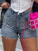 Trendy European-American Rhinestone Denim Shorts: Fashion-Forward, Versatile Streetwear