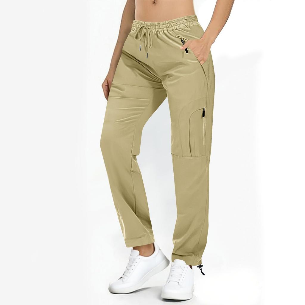 Women's Hiking Pants Waterproof  Sweatpant Elastic Waist Zipper Multi-Pocket Casual Sports Trouser