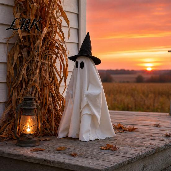 Light Up Ghost Decoration Halloween Walking with Sound, Witch Hat Animated Fantasy Ornament Prop, Talking Haunted House Decor for Party Night