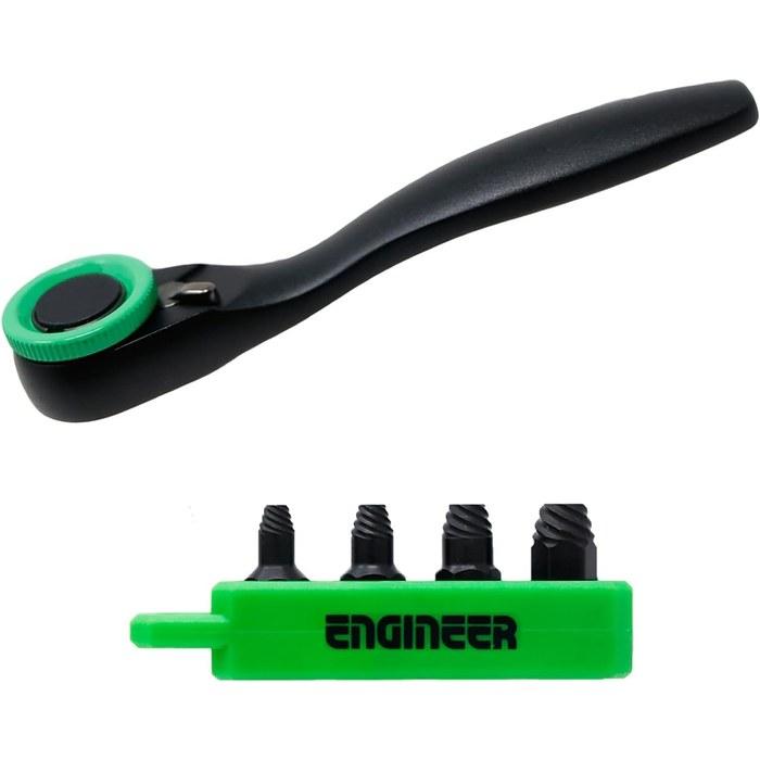 Engineer Ratchet Wrench Mini & Screw Mole Short DZ-376 Green