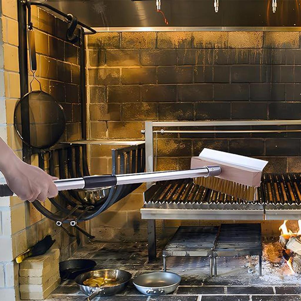 Pizza Oven Brush Long Handle Oven Cleaner Brush With Scraper Home Kitchen Supplies For Outdoor Cooking Grilling Fryer Baking
