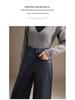 Pantalones de Cuero de Pierna Ancha Talla Grande de Cintura Alta para Mujer - Diseño Casual Recto de Terciopelo Corto Otoño/Invierno