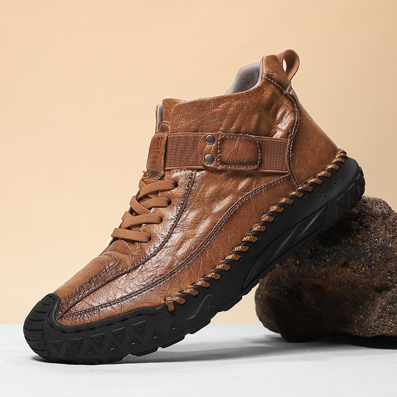 Ręcznie robione buty ze skóry dzielonej Męskie buty codzienne Wygodne botki Męskie duże rozmiary Buty robocze