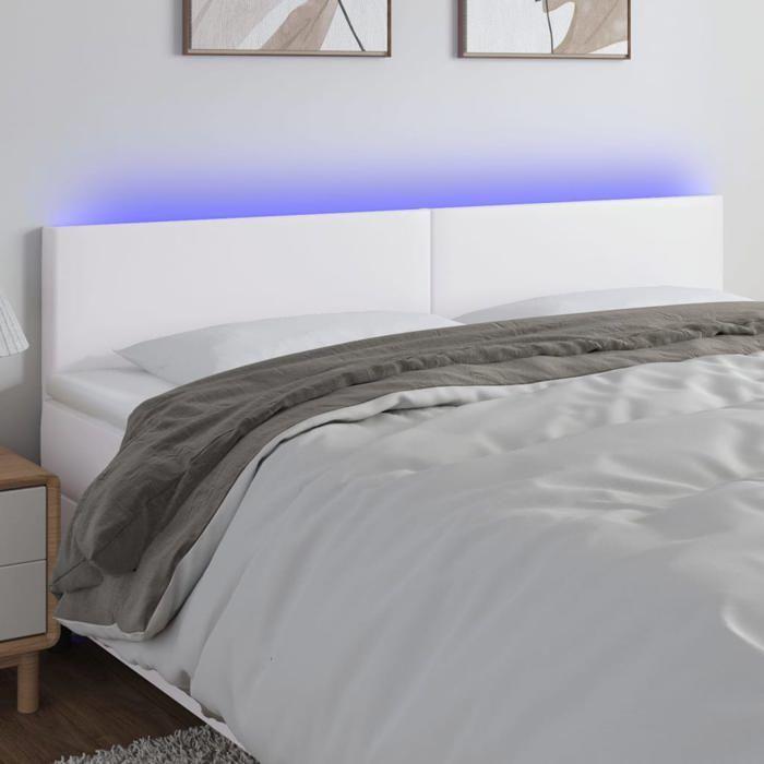 VidaXL Tête de Lit à LED Meuble de Chambre à Coucher Accessoire de Lit Double Tête de Cadre de Lit Intérieur Blanc 3121435