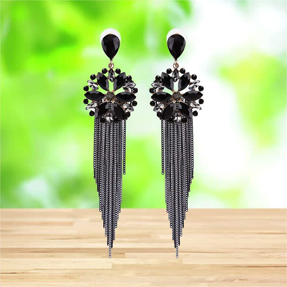 Jewellery Earrings for Women Crystal Tassel Handmade Earrings for Girls and Women