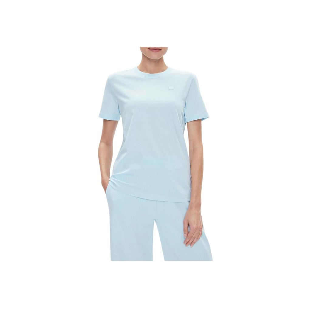 Calvin Klein Solid Color Round Neck Straight Cut Short Sleeve T-Shirt Women Tops Light-Blue J20J223226-CYR