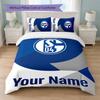 Schalke 04 FC Bettwäsche-Set mit individuellem Namenstext 1 Bettbezug + 2 Kissenbezüge Fußball-Logo Personalisierte Geschenkidee für besondere Anlässe Schlafzimmerdekoration