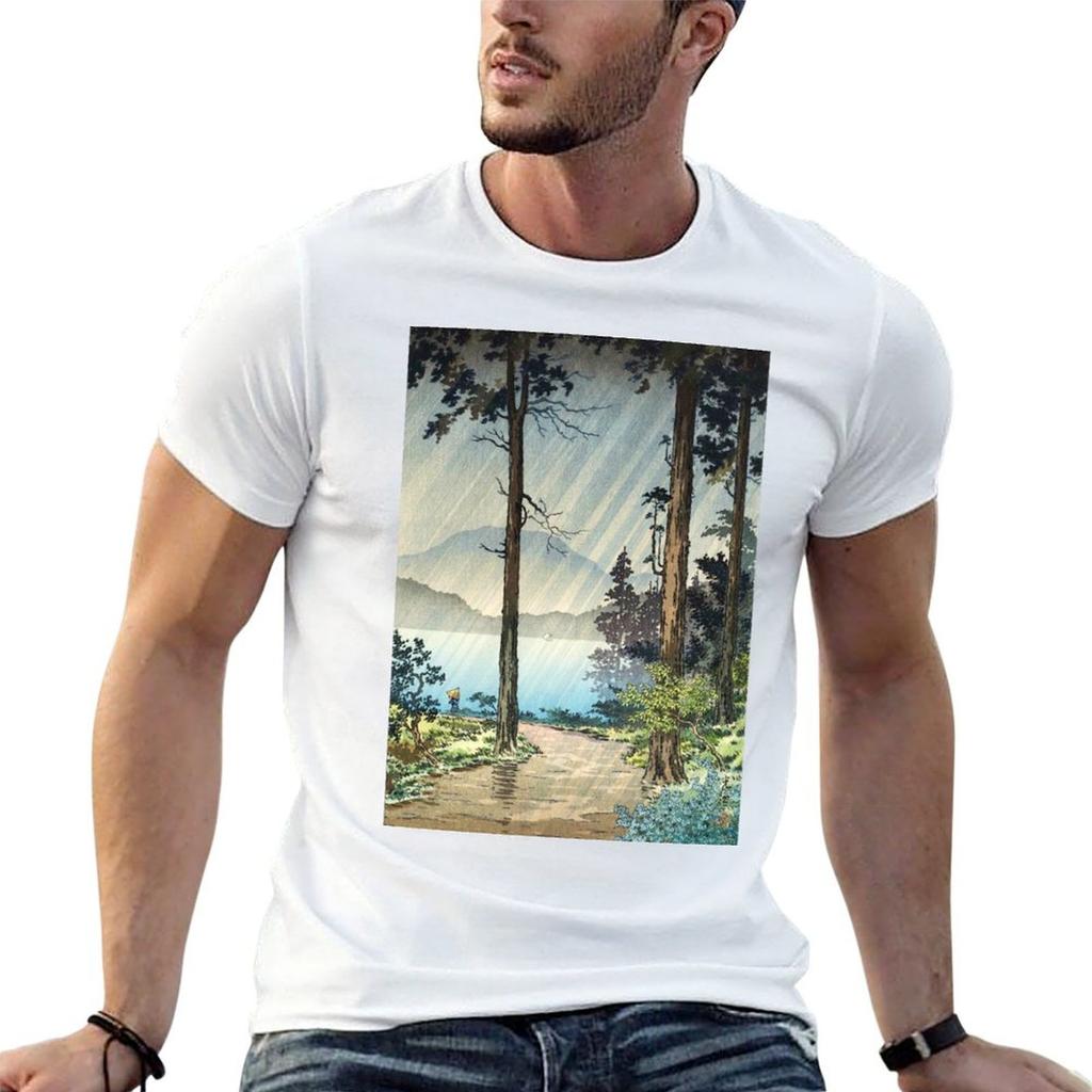 Tsuchiya Koitsu Morning Rain at Hakone TShirt Fashion Casual Short Sleeve TShirt