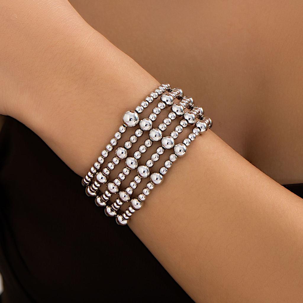 Heart Pendant Bead Stacking Bracelet Set Fashion Jewelry Minimalist Accessories Multi Layer Adjustable Bracelets for Women Girls Trend Charm Gift