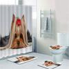 Funny Laughing Yorkshire Terrier Dog Bathroom Shower Curtain Set Sitting Yorkie Puppy Doggy Bath Mats Rugs Toilet Bathroom Set