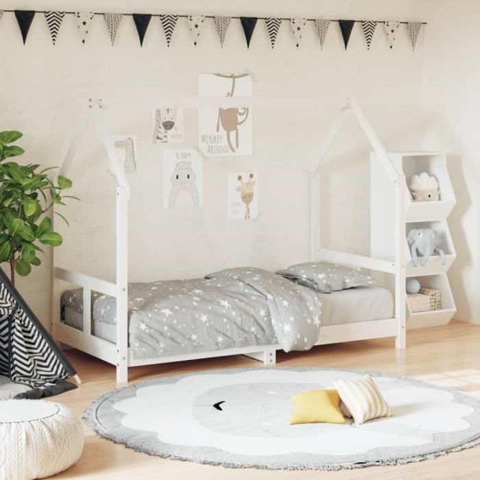 Cadre de lit enfant - VIDAXL - 80x160 cm - Bois massif - 1 place - Montage facile