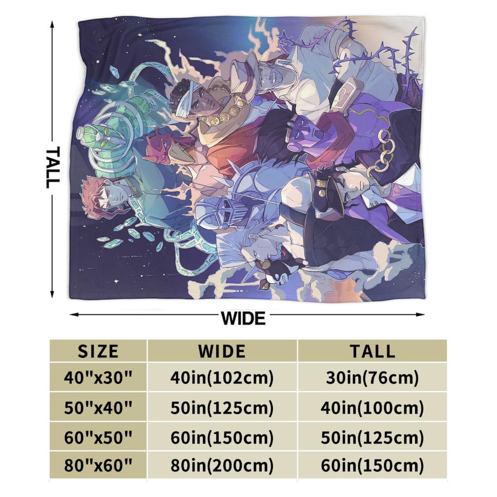 Stardust Crusaders Blankets Bizarre Adventure Flannel Throw Blanket Airplane Travel Printed Ultra-Soft Warm Bedspreads