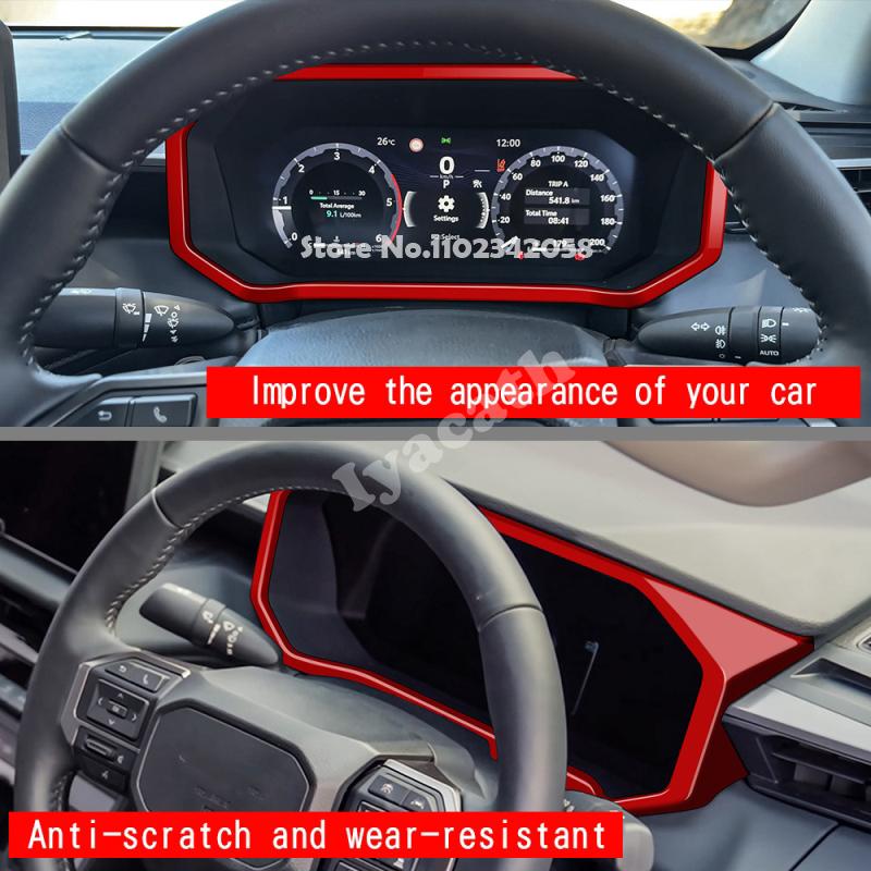 RHD FÜR TOYOTA HILUX 2026 2027 ABS Rotes Kohlefaser Front Armaturenbrett Instrumentenanzeige Bildschirm Panelabdeckung Innenzubehör