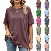 Damen lässiges T-Shirt mit kurzem Ärmel und Rundhalsausschnitt, lockere Passform, leichter weicher Stoff, bequem für den täglichen Gebrauch, Basic Top