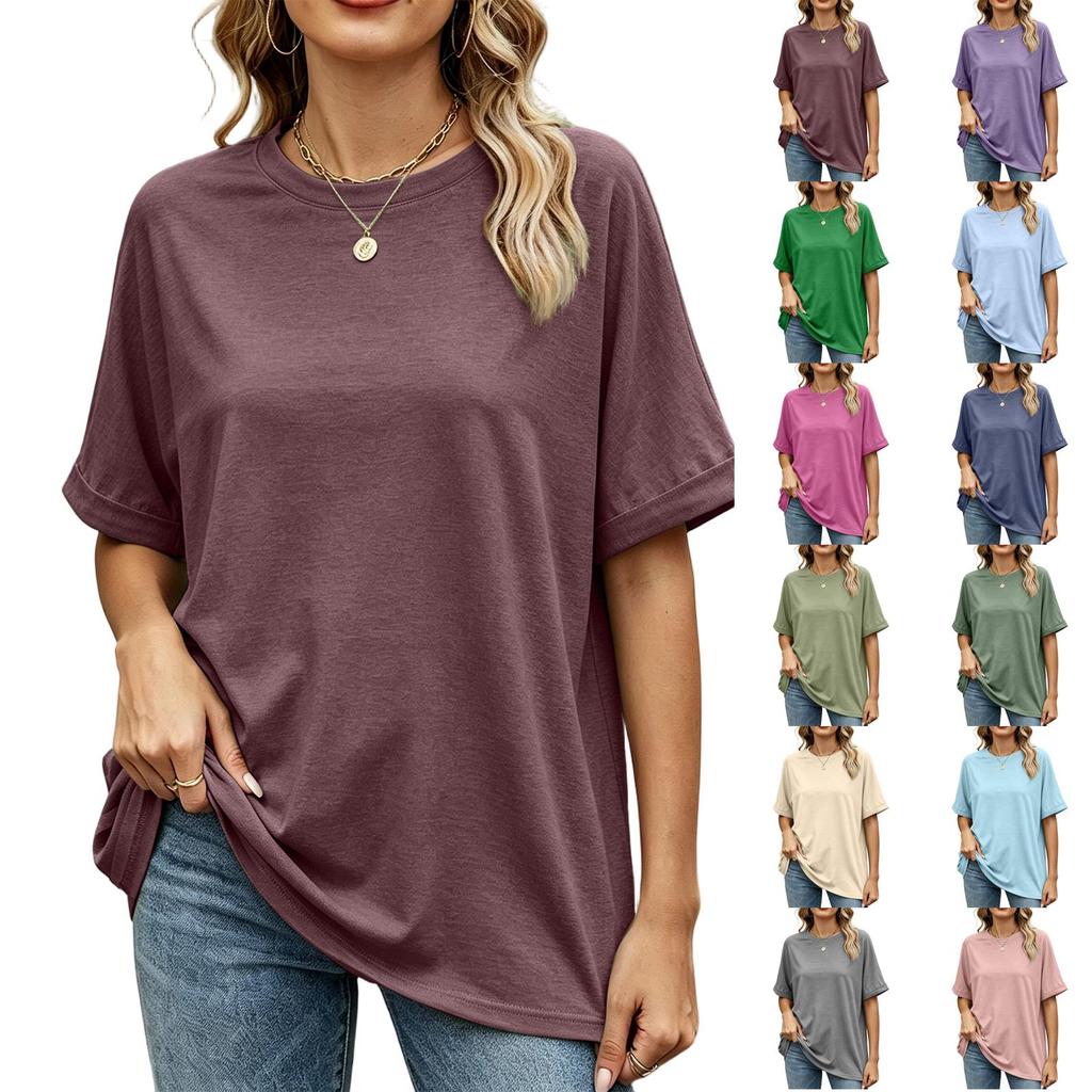 Women's Loose Fit Casual Short Sleeve Crew Neck T-Shirt Lightweight Soft Fabric Comfortable Daily Wear Basic Top