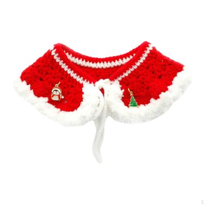 Christmas Cat Bandana Collars Cute Cape Handmade Knitted Pet Scarf for