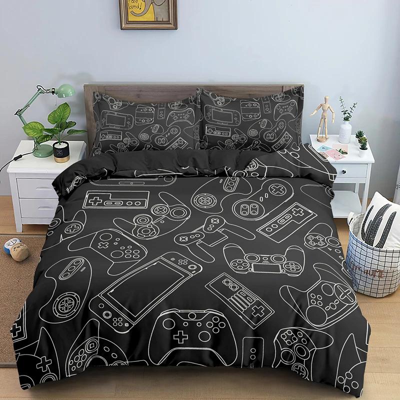 Game Bed Sets For Boys Gamer Comforter Duvet Cover Gaming Themed Bedroom Decor Single King Polyester Bedding Set Home Textile