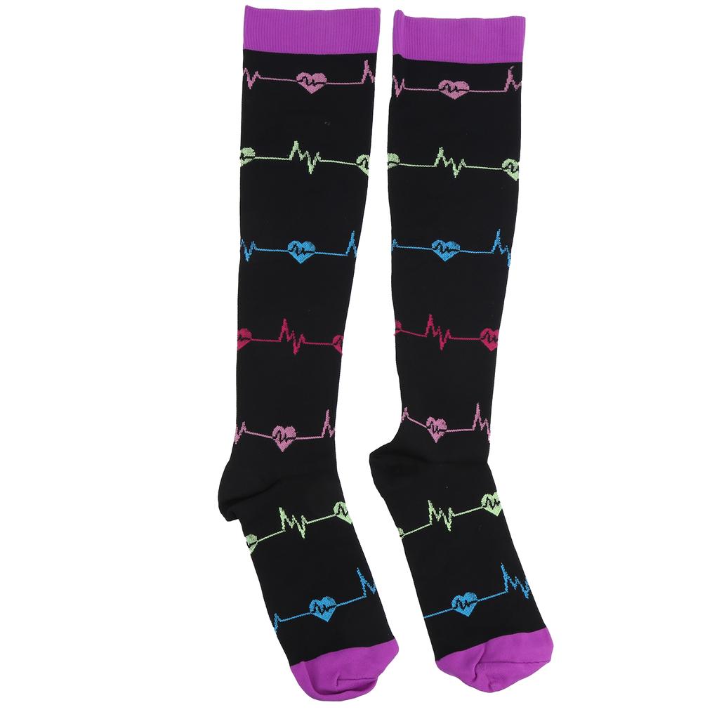 1 Paar Outdoor-Sport Kompressionssocken Laufen Radfahren Bergsteigen Wadenlange Socken (L XL)Schwarz