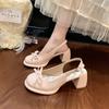 Coarse heel bag head single shoes women's summer new with skirt bow high heel fashion sandals