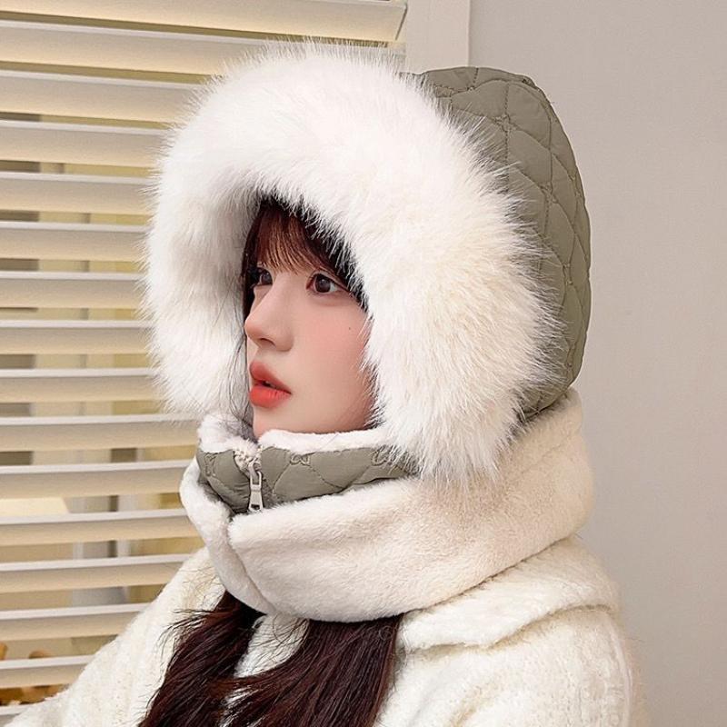 Women's Versatile Solid Color Thickened Fu Ear Protection Warm Hat, Comfortable Coldproof and Windproof Warm Hat
