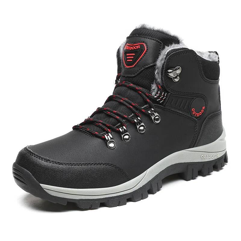 Stivali invernali da uomo con pelliccia, caldi, da neve, antiscivolo, da lavoro, scarpe casual da uomo, impermeabili, in pelle, stivaletti alti, taglie forti