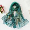 Seidenschals Damen Chiffon Wickeltücher Schals Dünner Hijab Schal Für Damen Blumendruck Bandana Kopftücher Sonnenschutz Langer Halsscarf