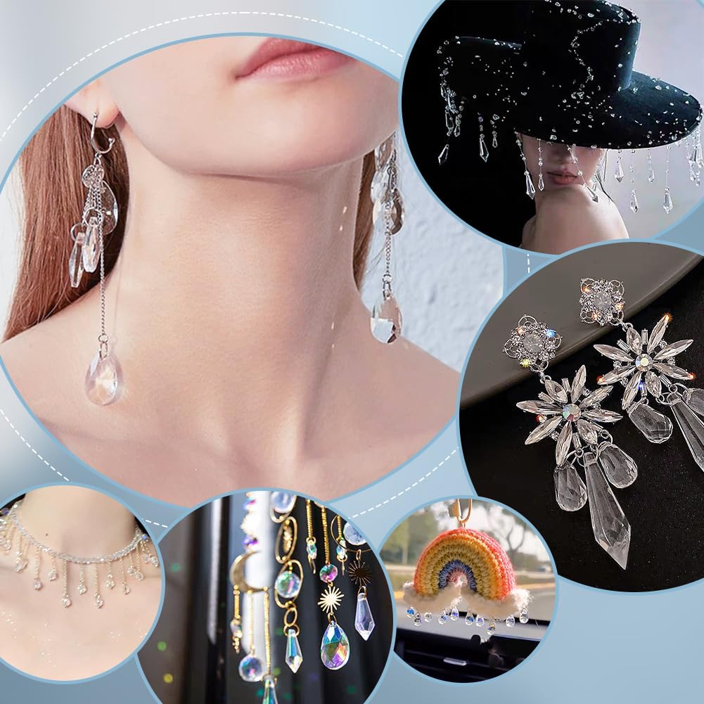 

AHANDMAKER 50 шт. Граненые хрустальные бусины в форме капли, 5 размеров прозрачные стеклянные бусины в форме капли, кристальные бусины в форме капли воды с отверстием сверху для DIY поделок, ювелирных изделий