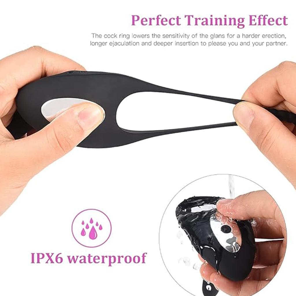 Vibrierender Penisring mit Zunge, Klitorisstimulator, Penisring, tragbarer Vibrator mit 7 Vibrationsmustern, Dual-Motor, Erektionen dauern länger und härter