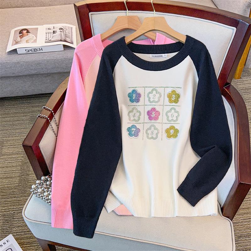 

Plus Size Women s Round Neck Loose Knit Pullover Sweater, Bust 150/160, Style 350-8073 3XL розовый