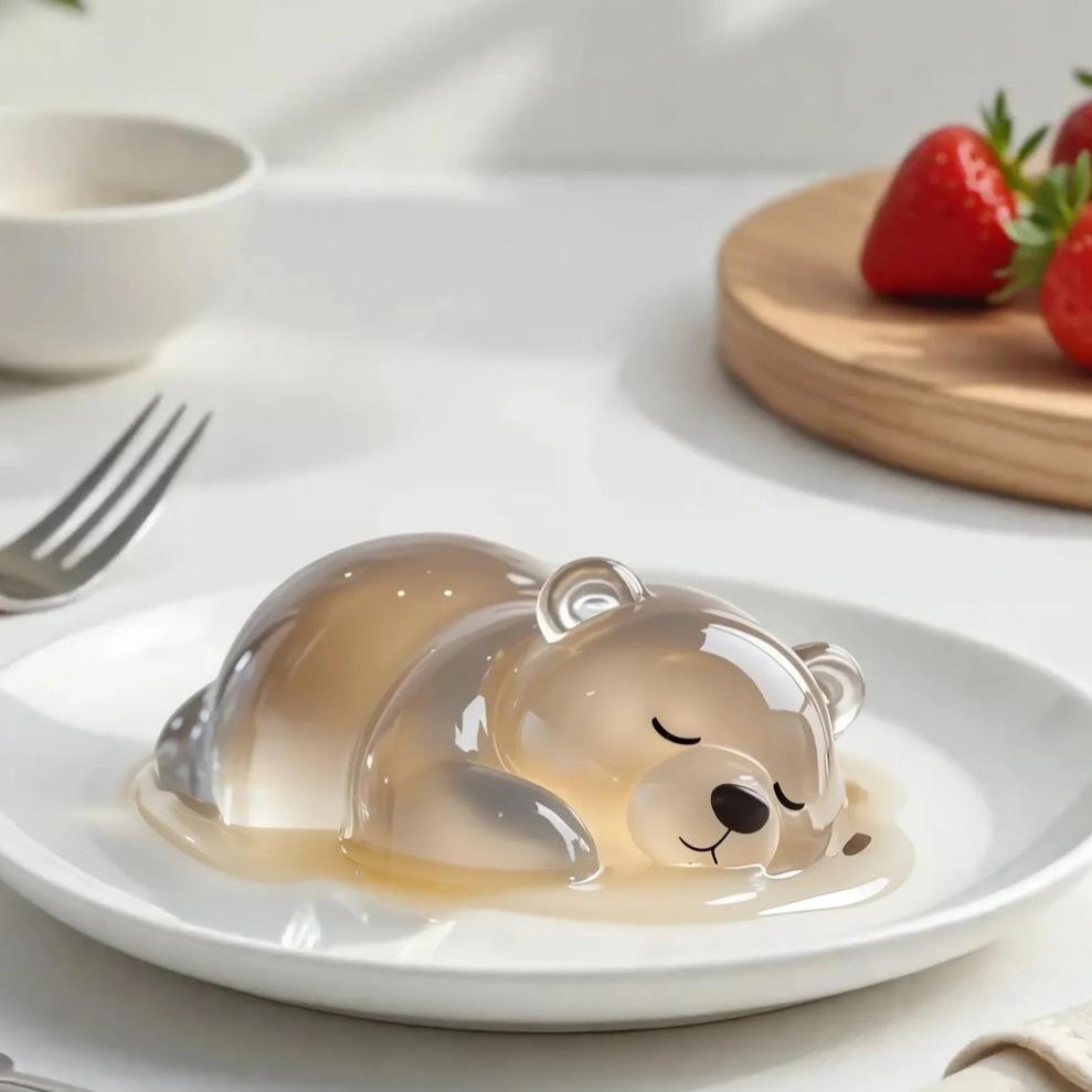 Sleeping Bear Silicone Mold, Mousse Cake Pudding Ice Cream DIY Chocolate Candy Jelly Soap Bakeware, BPA Free Non-Stick