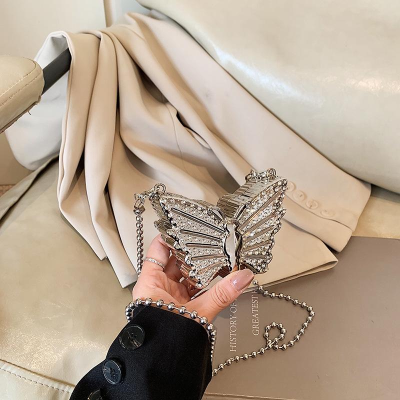 Fashion foreign style diamond-encrusted butterfly bag 2025 winter new personalized beautiful niche design chain shoulder messenger bag