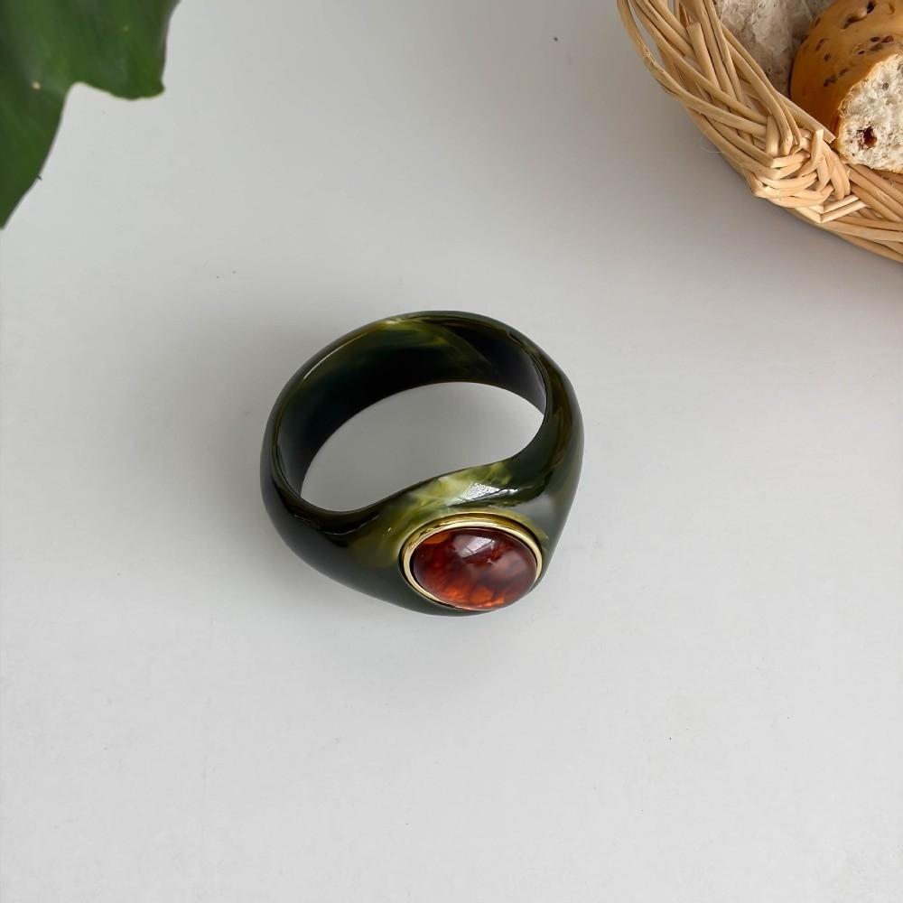 Stone Inlay Wide Bangle Oval Chunky Bracelet New Irregular Resin Bracelet  Gifts
