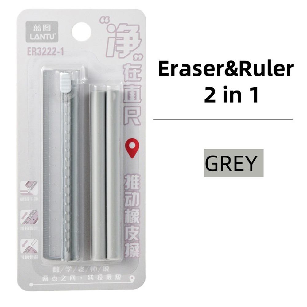 

6PCS/Set 2-in-1 2-in-1 Eraser Ruler with Replaceable Core Rubber Eraser Pencil Erasers Students сірий