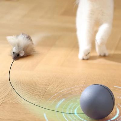 ABS Automatisches Elektrisches Katzenspielzeug Interaktives Blinklicht Automatisches Rollkugel-Spielzeug Bewegt sich mit Maus Katzenball-Spielzeug