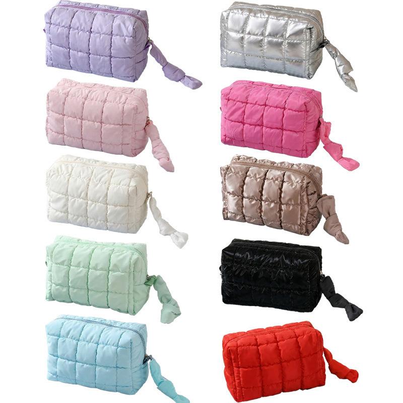 New Fashion Solid Color Soft Cotton Cosmetic Bag Portable Large Capacity Storage Bag Hand Carrying Cotton Clothes Wash Bag