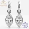 WUIHA 925 Sterling Silver 5 * 10 MM Marquise Cut D Color Real GRA Moissanite Diamonds Gemstone Drop Dangle Earrings Fine Jewelry