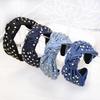 Bohemian Ethnic Denim Center Knot  Hairband With Rhinestone Knotted Headband Hair Accessories