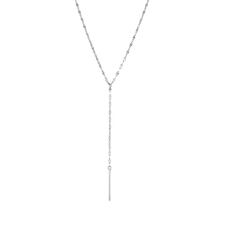 Korean Style Geometric Bar Pendant Necklace with High-Color Electroplating - Women s Fashion Accessory