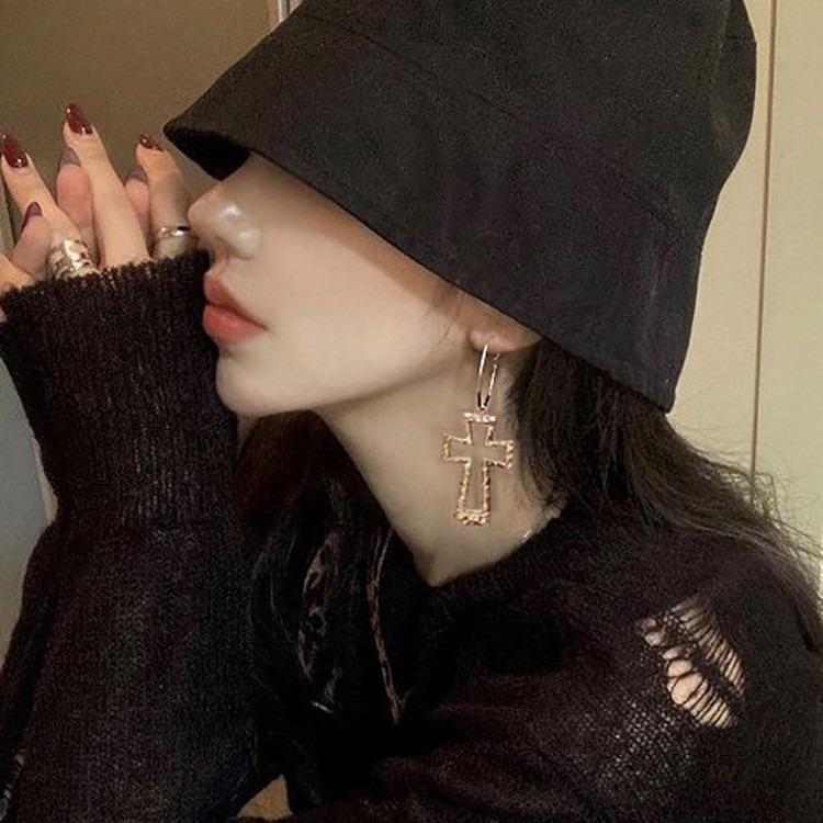 Personalized Cross Earrings Hollow Long Stud Earrings Niche High-end Earrings